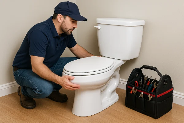 a plumber checking a toilet in Cedar Park, TX - Water Leak Detection a plumber checking a toilet in Cedar Park, TX - Water Leak Detection