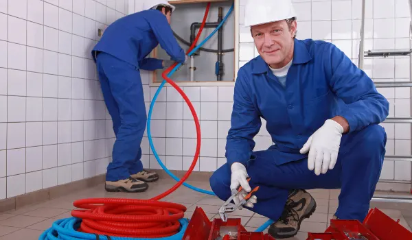 a male plumber fixing a bathroom faucet in Cedar Park, TX - Water Softener Installation a male plumber fixing a bathroom faucet in Cedar Park, TX - Water Softener Installation